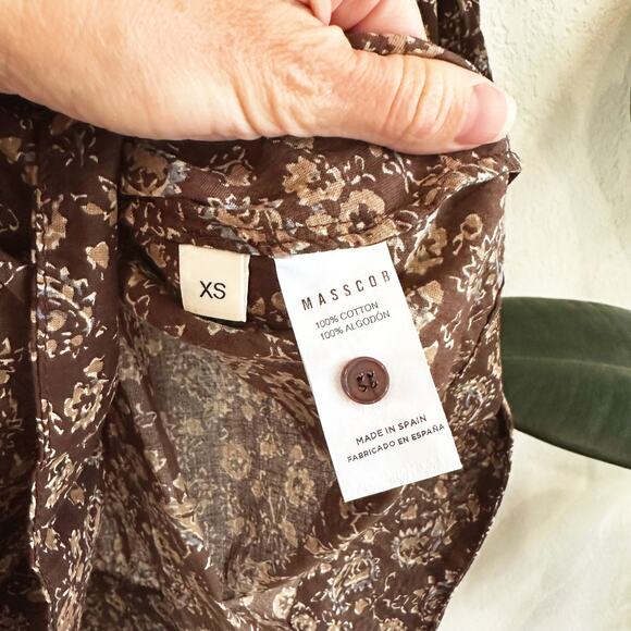 Masscob Womens Rothera Top XS Floral Cotton Cottagecore Boho Peasant Designer - Picture 7 of 10